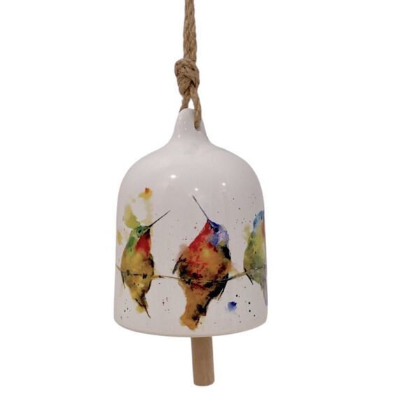 DEMDACO Dean Crouser Hummers on a Wire Ceramic and Jute Decorative Bell - Picture 1 of 17